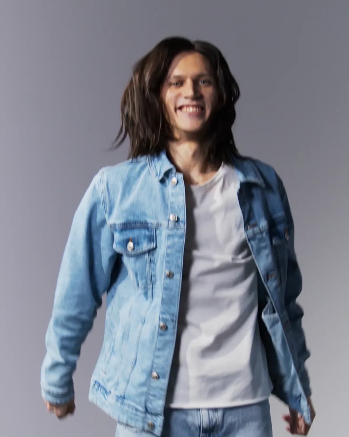 Jaqueta Jeans Masculina jeans médio, de frente